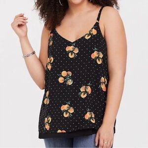 Torrid Black Camisole With Oranges/Polka Dots, Sz L (P2P 22”)